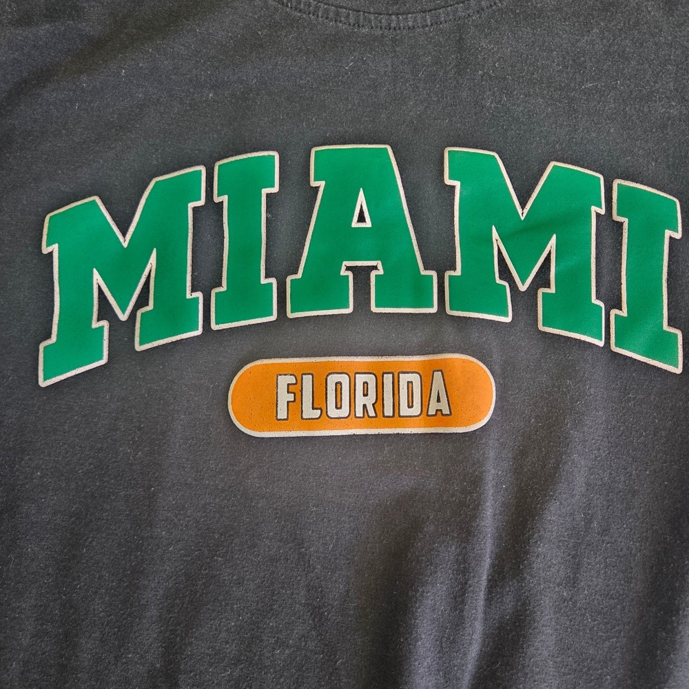 Miami Florida Graphic T-Shirt‎ Black Size Large Romwe Collegiate Short Sleeve
